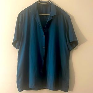 Teal Silk Button-Down